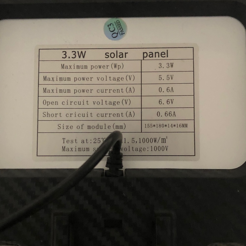 Black Solar Panel with USB Interface - Picture 5 of 5
